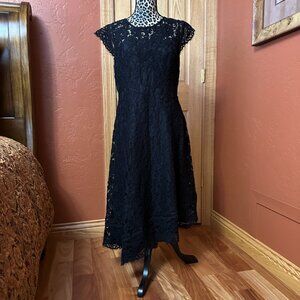 Donna Karan Asymmetrical Black Lace Dress